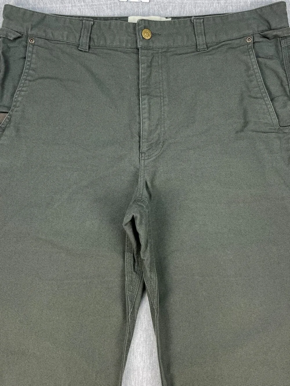 Duck Camp Brush Pants Mens 36T (36x33) Sage Green Stretch Canvas Hunting Work